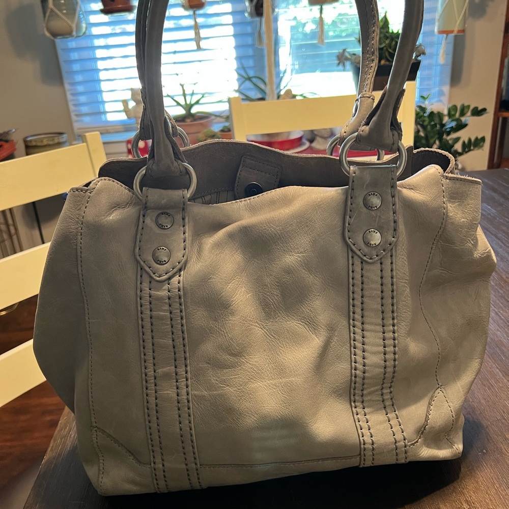 Frye Gray Leather Tote Bag